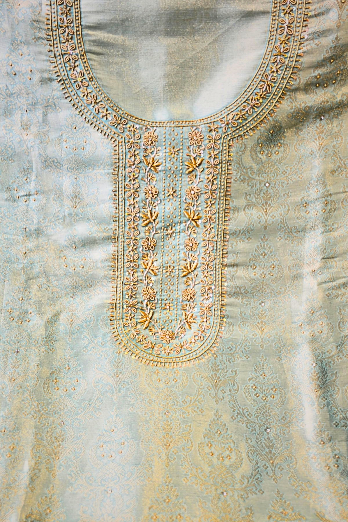 Silk brocade tissue 3pc unstitched suit set