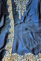 Soft teal blue silk chanderi dori work 3pc unstitched suit set