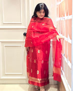 Red pure silk suit set