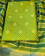 Lime green golden zari suit set