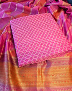 Magenta pink golden zari suit set