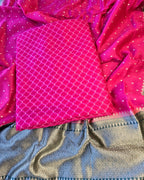 Fuchisa or rani pink geometric pattern suit set