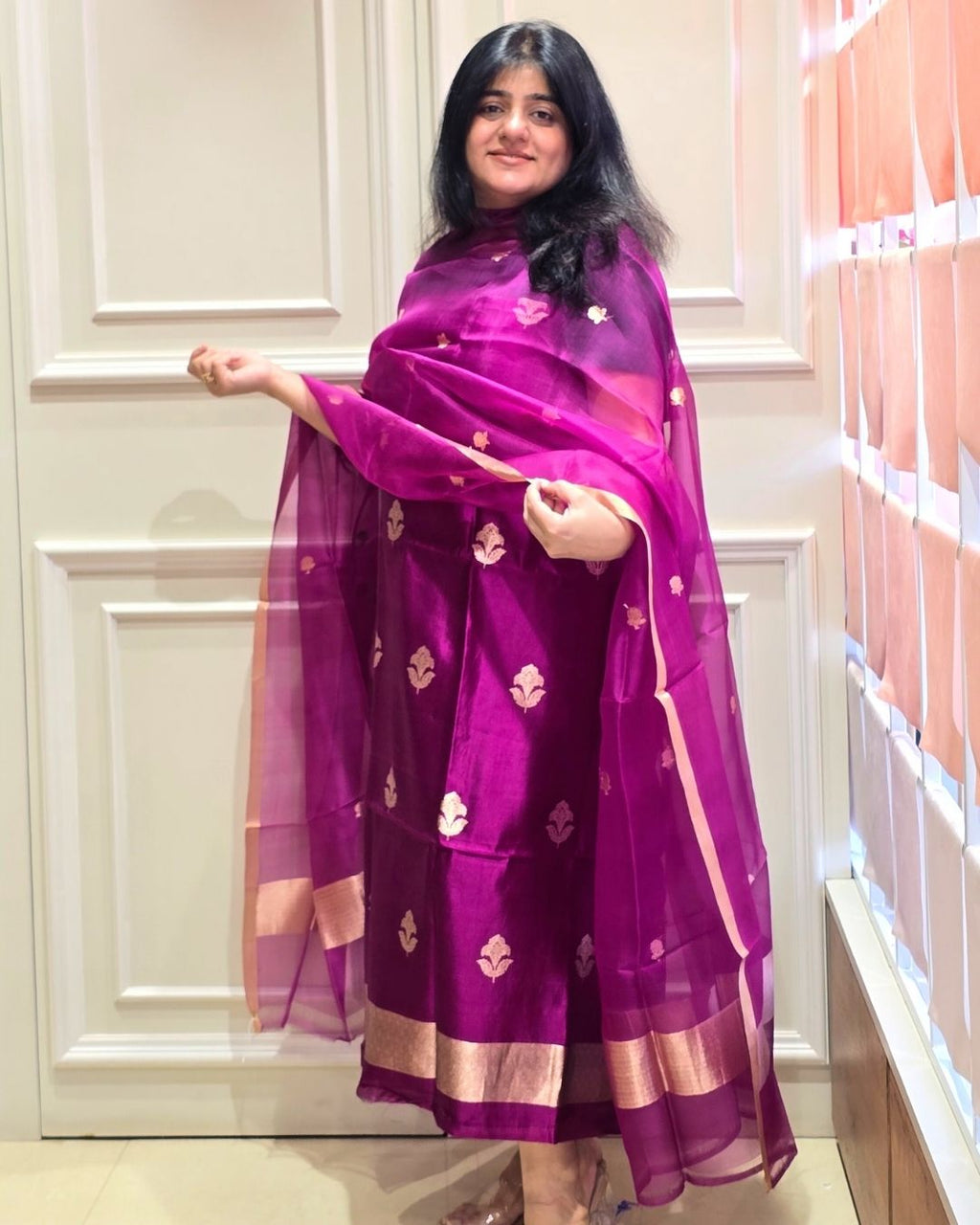 Wine Pure Silk Suit Set