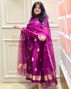 Wine Pure Silk Suit Set