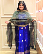 Royal blue silk suit set