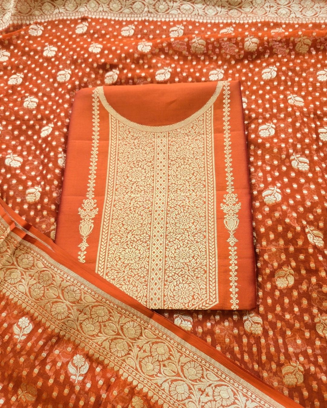 Rust Orange Silk suit set