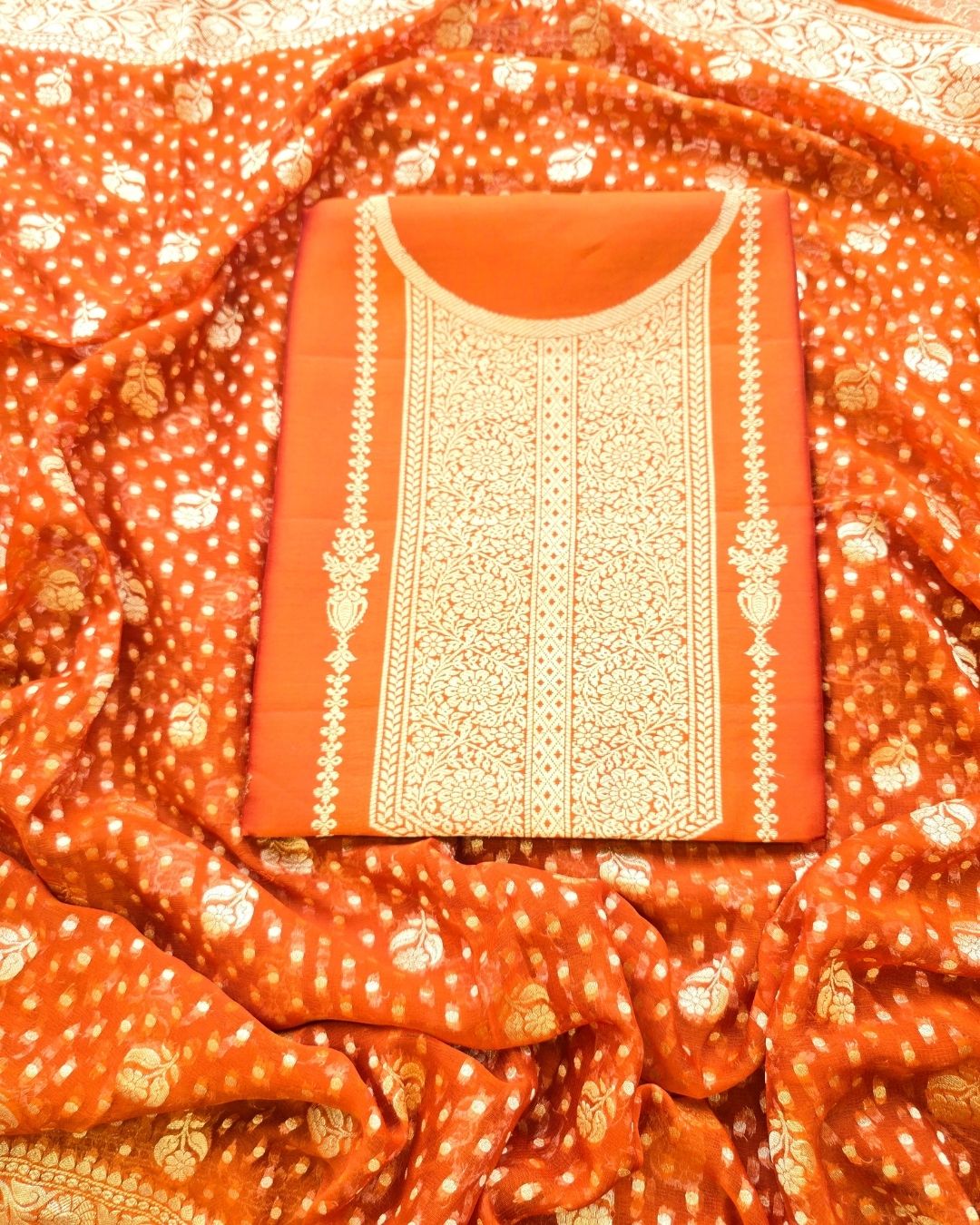 Rust Orange Silk suit set