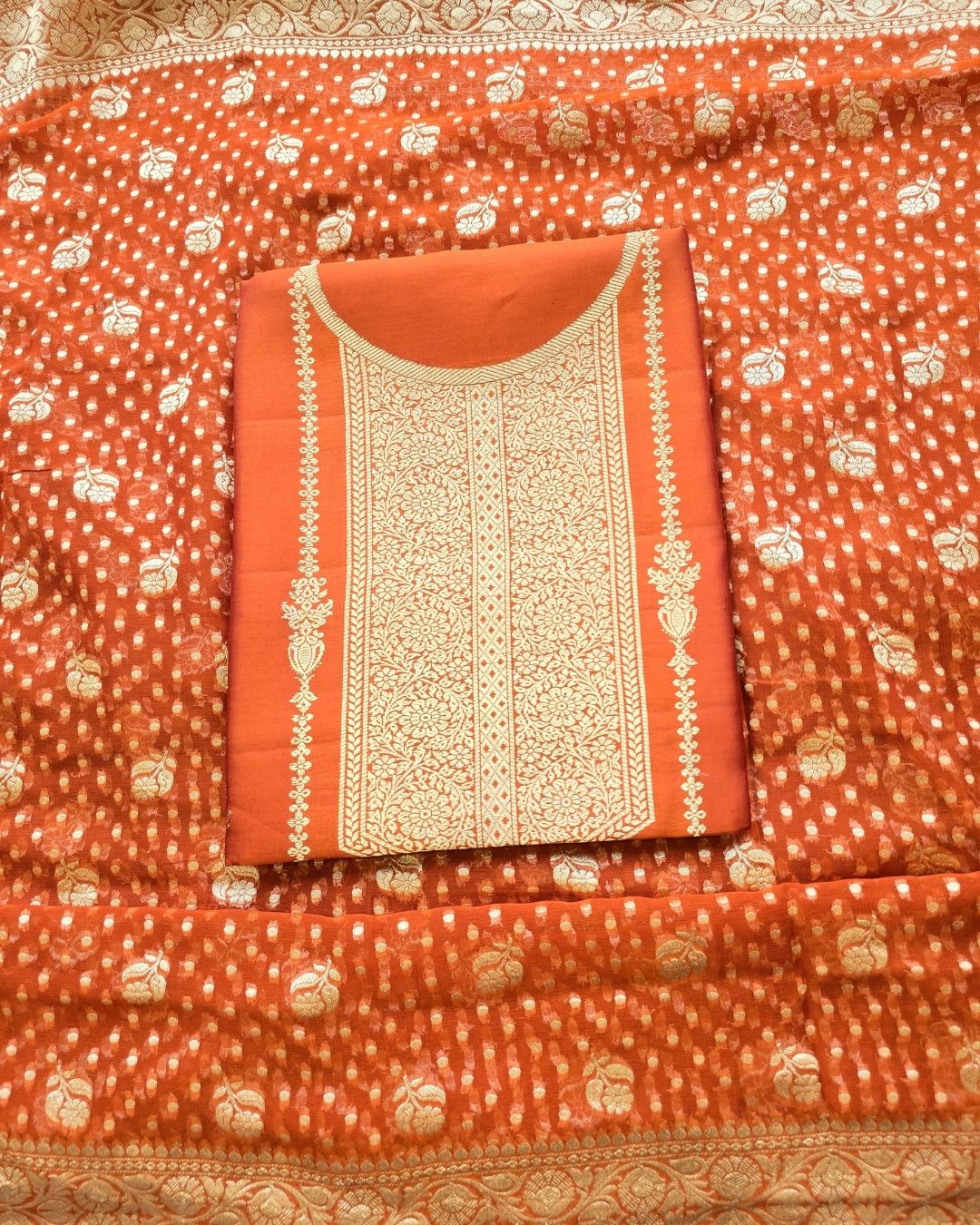 Rust Orange Silk suit set