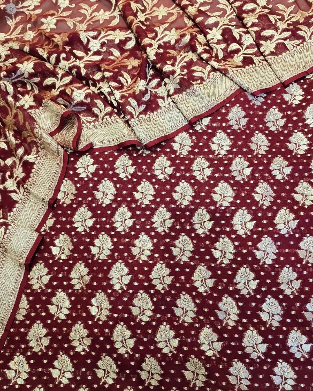 Ruby red georgett suit set