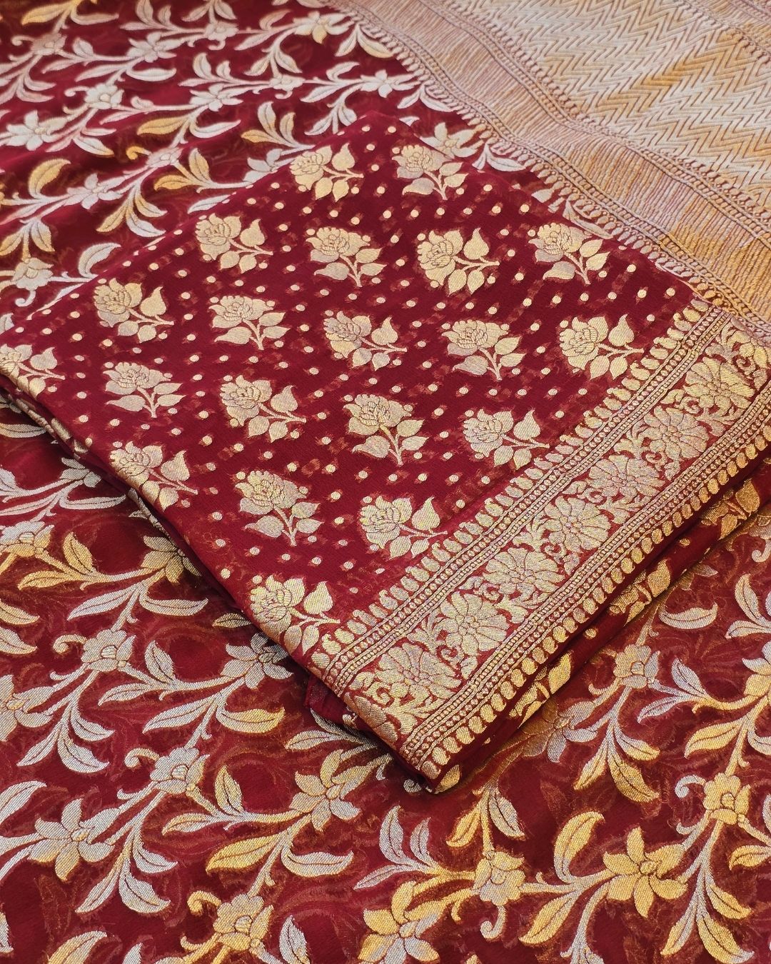 Ruby red georgett suit set