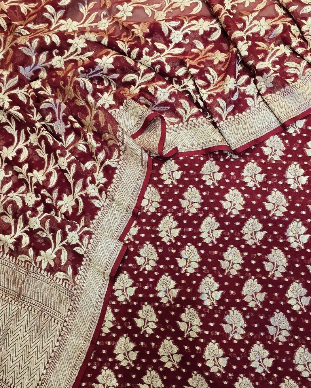 Ruby red georgett suit set