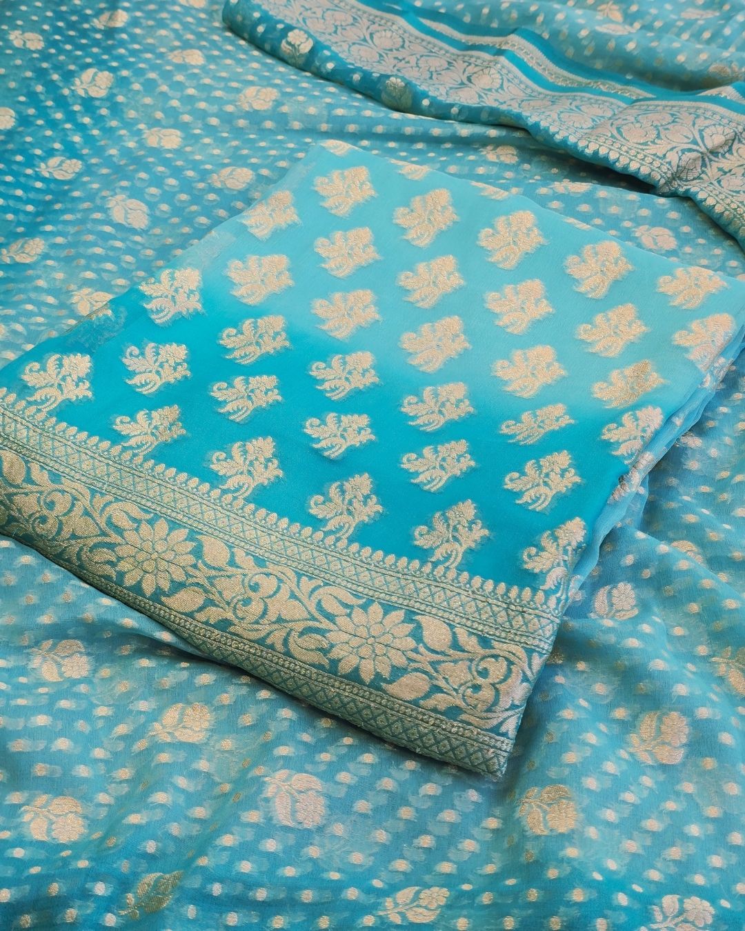 Blue ombre georgett suit set