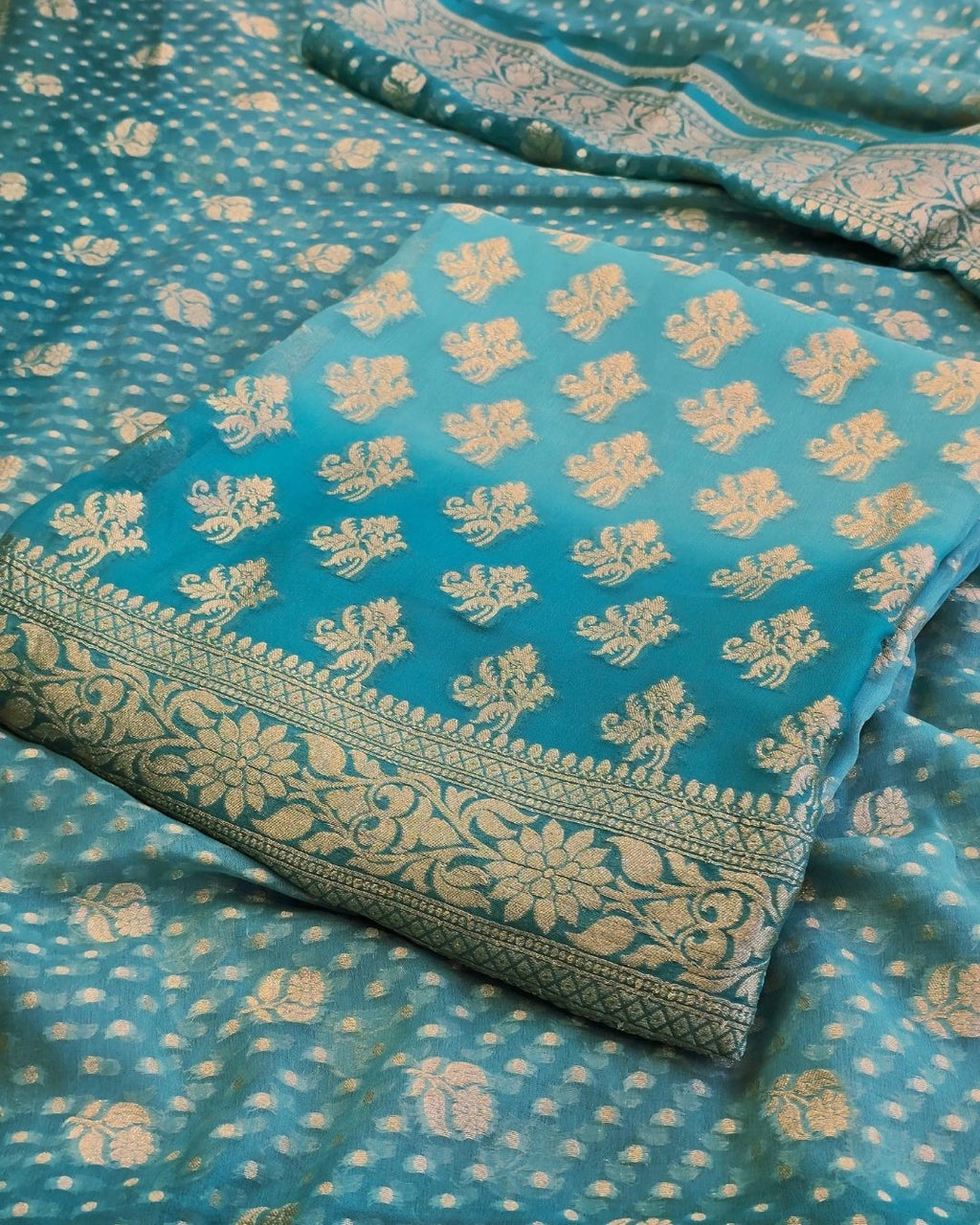 Blue ombre georgett suit set