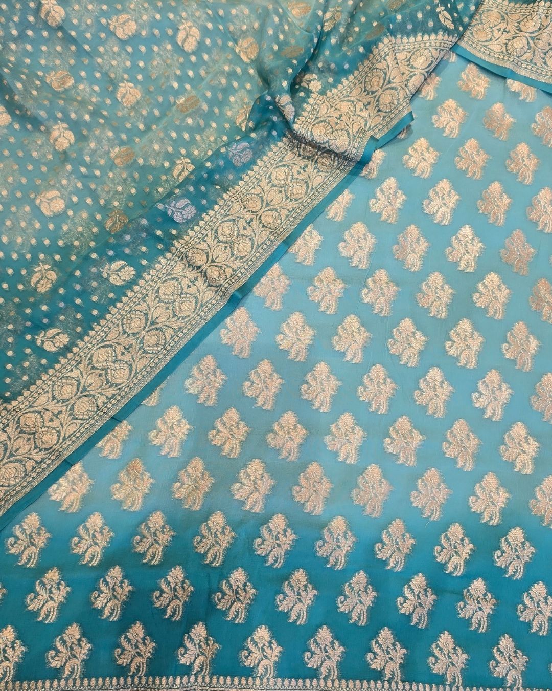 Blue ombre georgett suit set