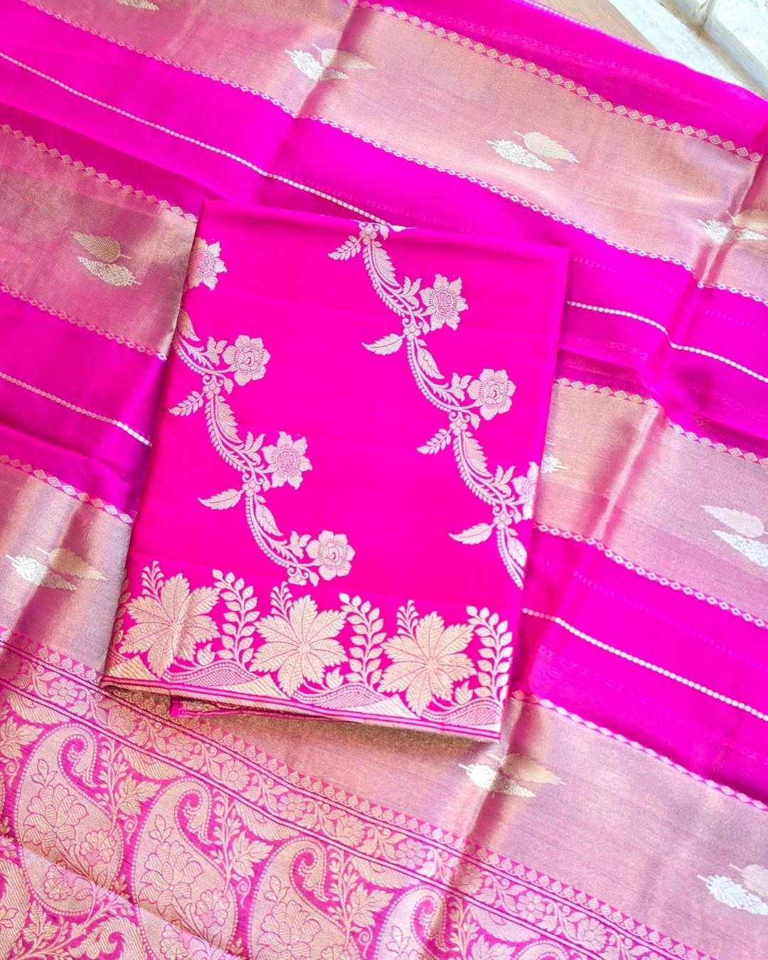 Rani Pink silk and organza suit set