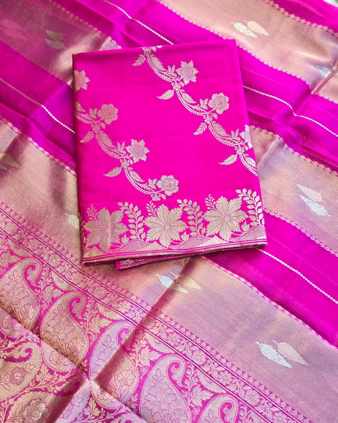 Rani Pink silk and organza suit set