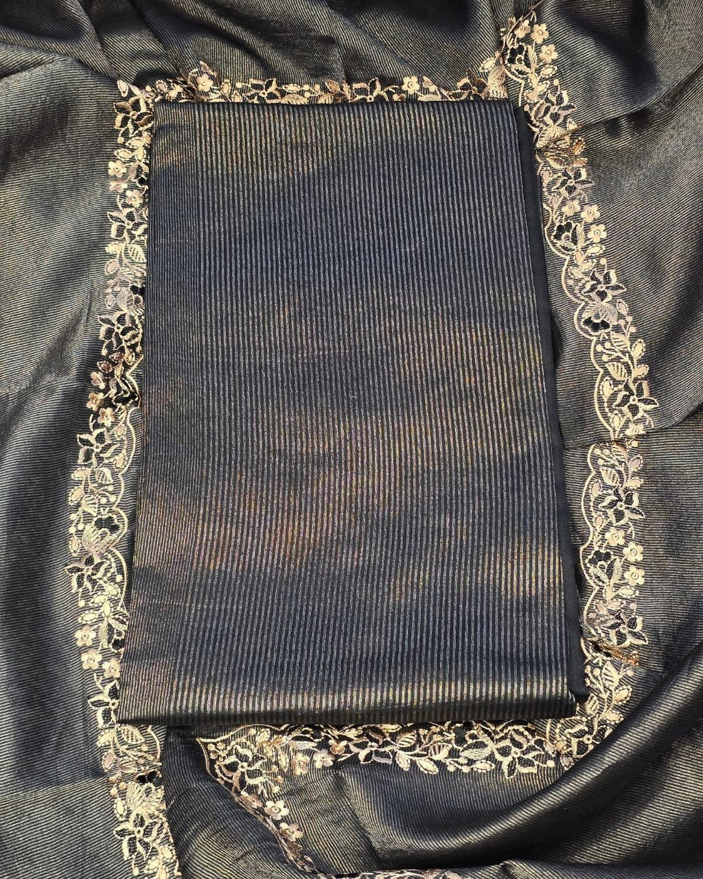 Black silk and tissue suit set