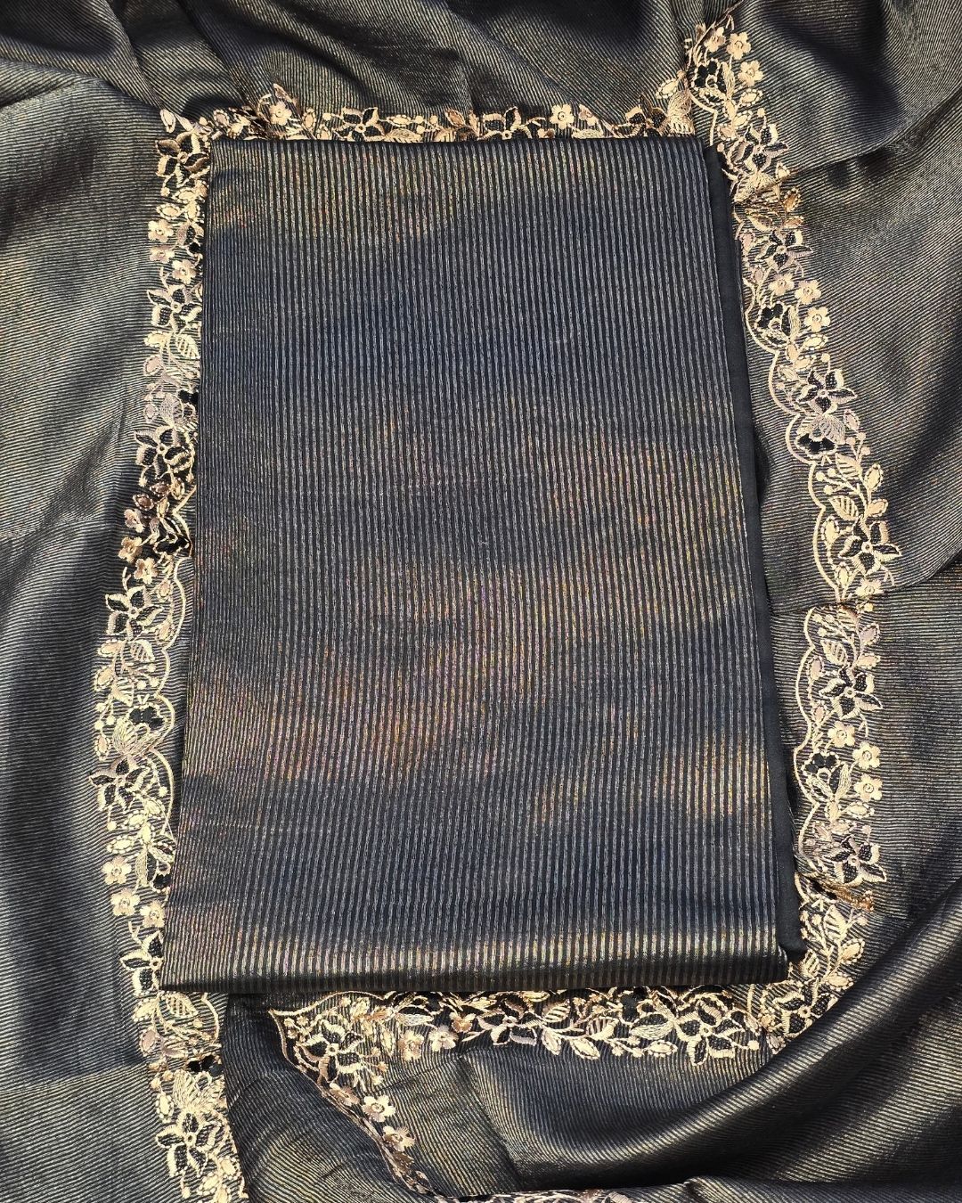 Black silk and tissue suit set