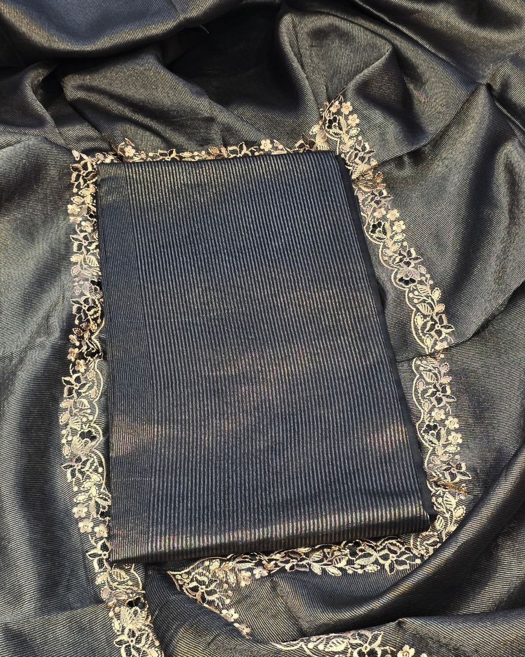 Black silk and tissue suit set