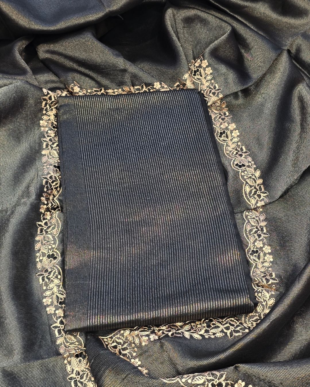 Black silk and tissue suit set