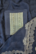 Russian silk zari detailing 3pc unstitched suit set