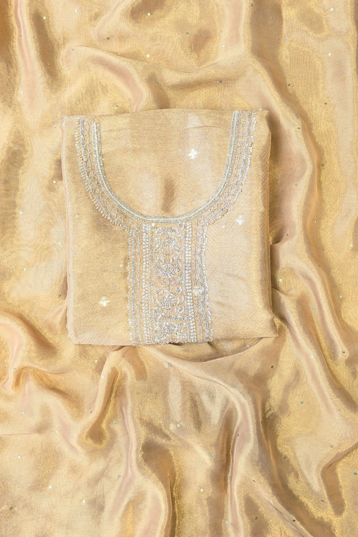 Silk brocade tissue 3pc unstitched suit set