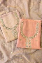 Crushed tissue hand embroidered 3pc unstitched suit set