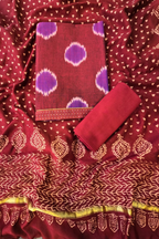 Handloom cotton ikkat 3pc unstitched suit set
