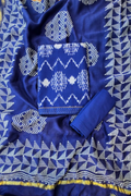 Handloom cotton ikkat 3pc unstitched suit set