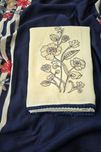 Mul chanderi applique work 3pc unstitched suit set