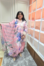 Pestel baby pink soft floral cotton 3pc readymade suit set