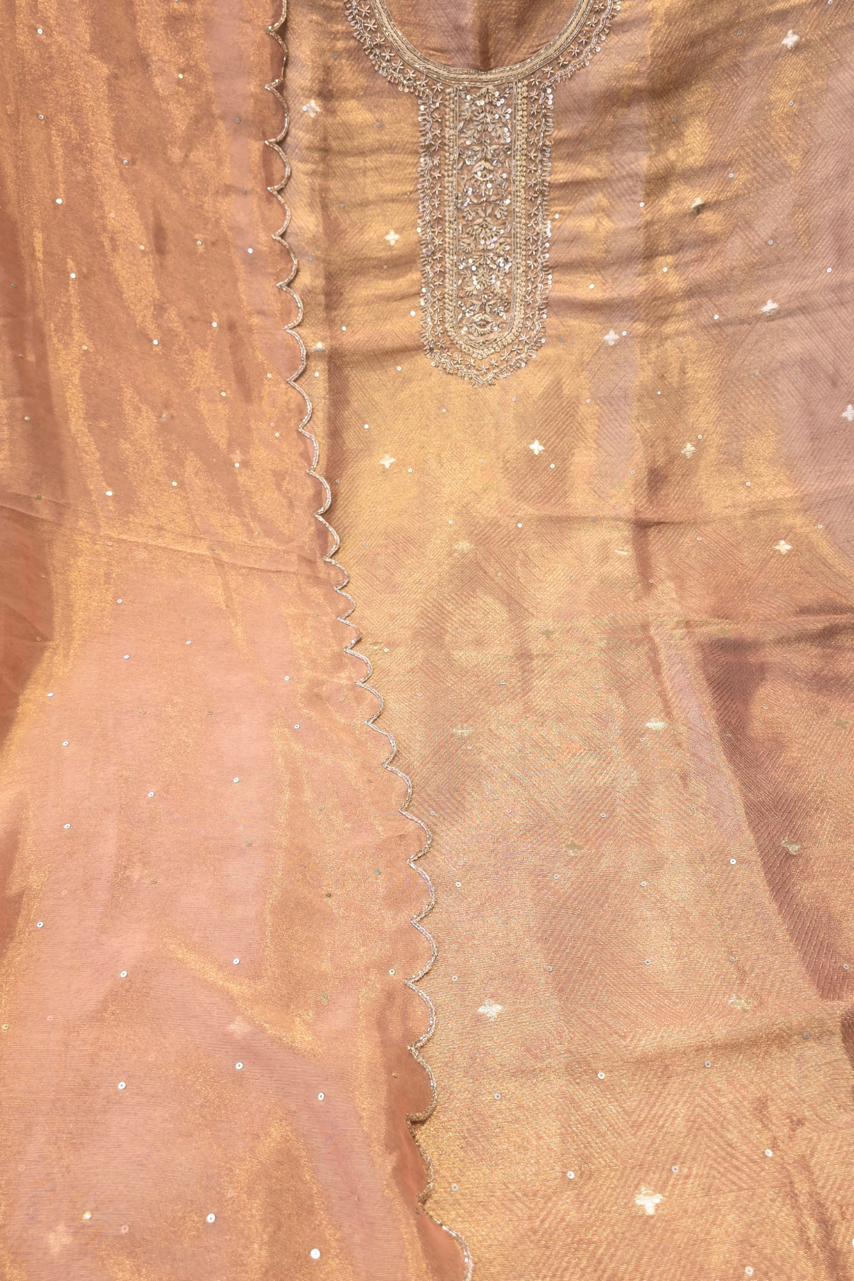 Silk brocade tissue 3pc unstitched suit set
