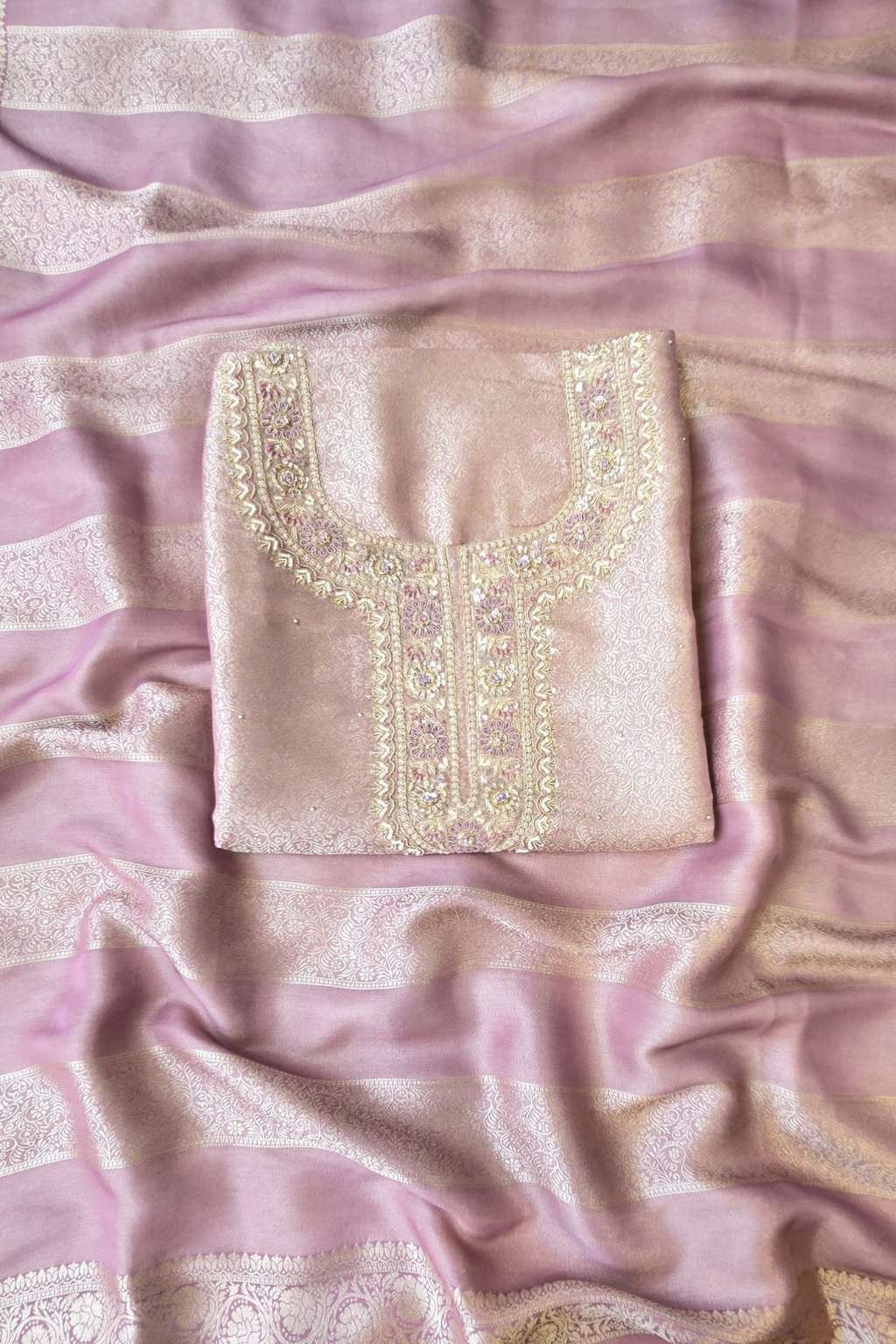 Silk brocade tissue 3pc unstitched suit set