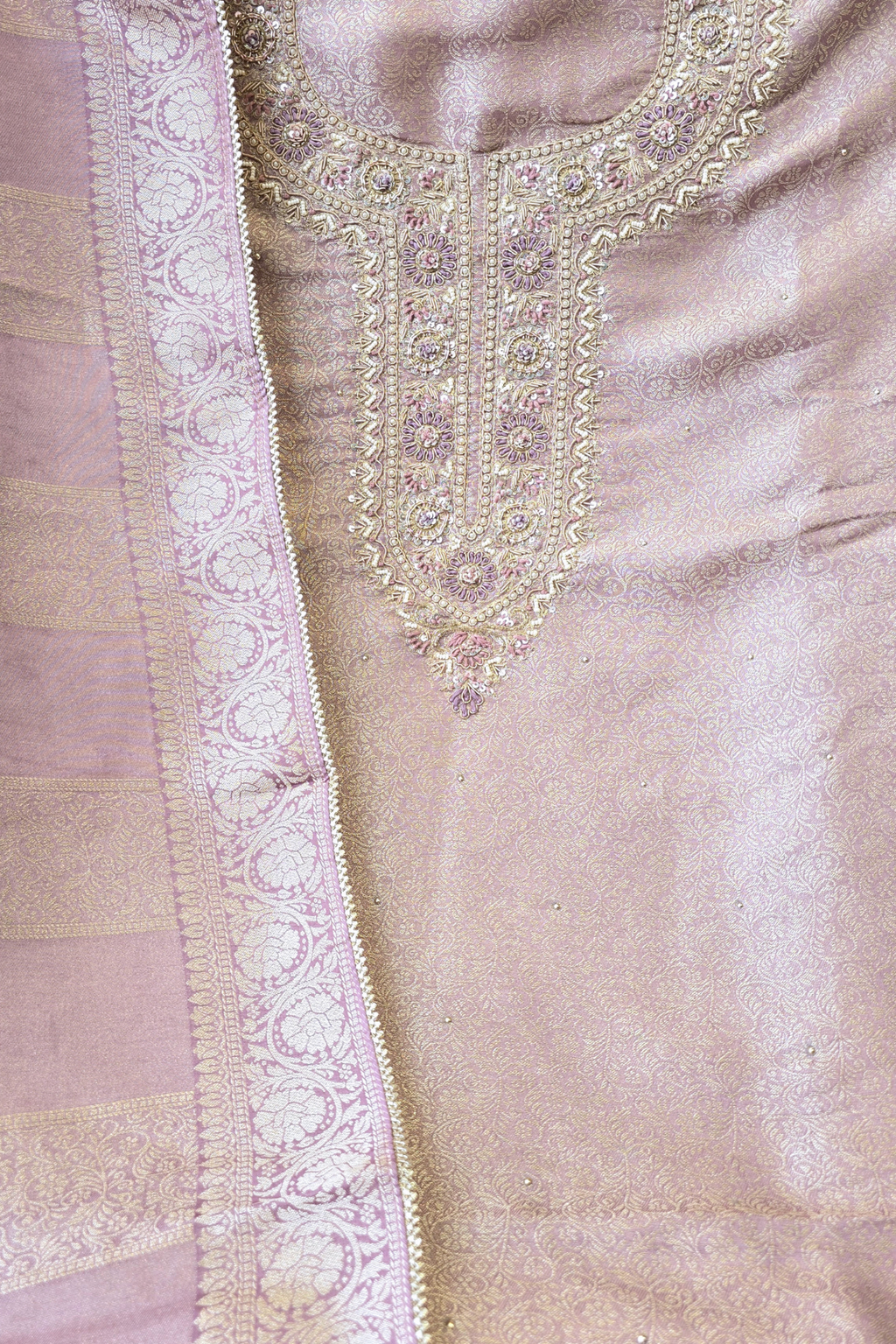 Silk brocade tissue 3pc unstitched suit set