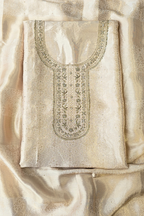 Silk brocade tissue 3pc unstitched suit set