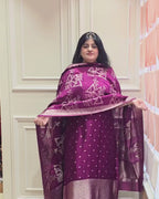 Wine silk suit set