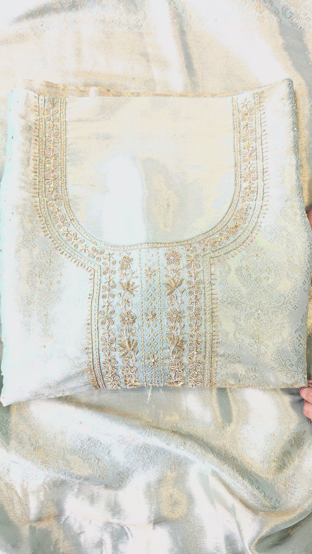 Silk brocade tissue 3pc unstitched suit set
