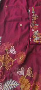 Maroon jaamdani 3pcs suit set