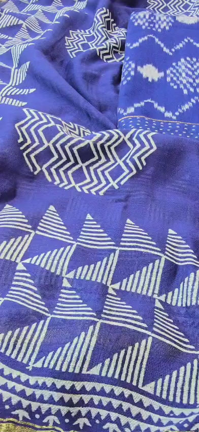 Handloom cotton ikkat 3pc unstitched suit set