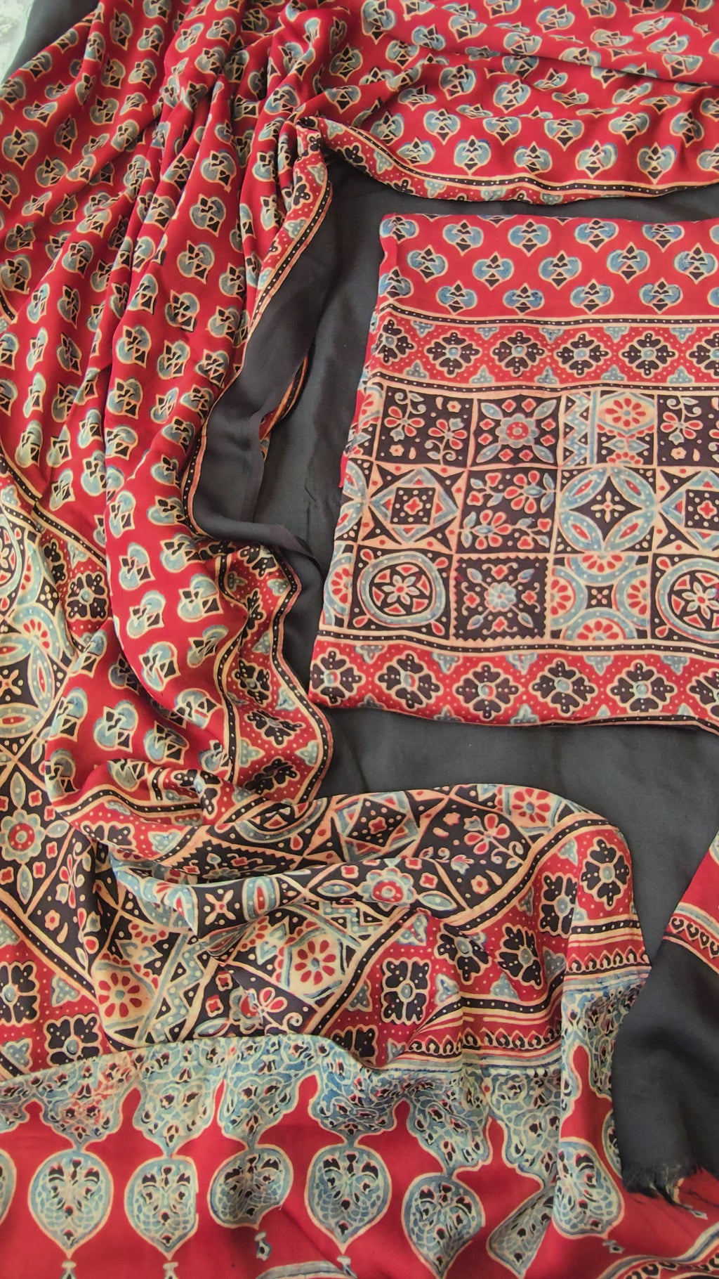 Reddish maroon pure modal silk 3pc set