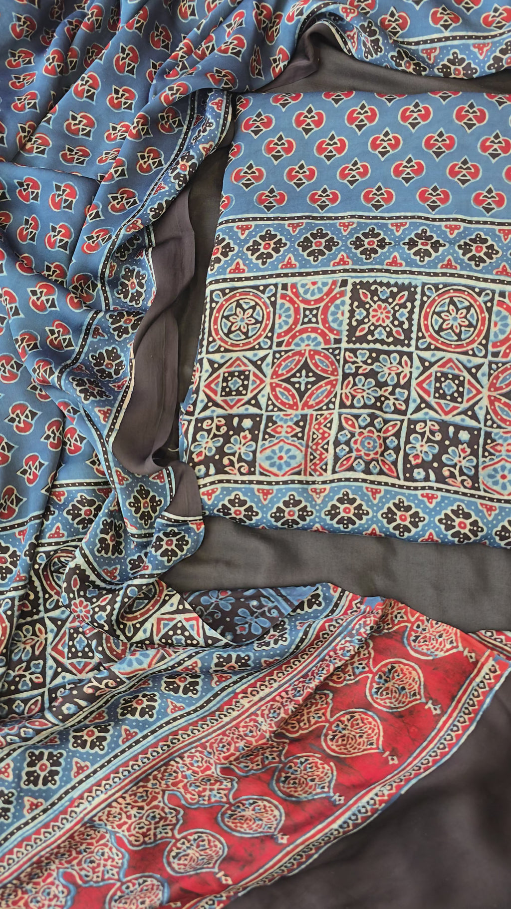 Indigo blue pure modal silk 3pc set