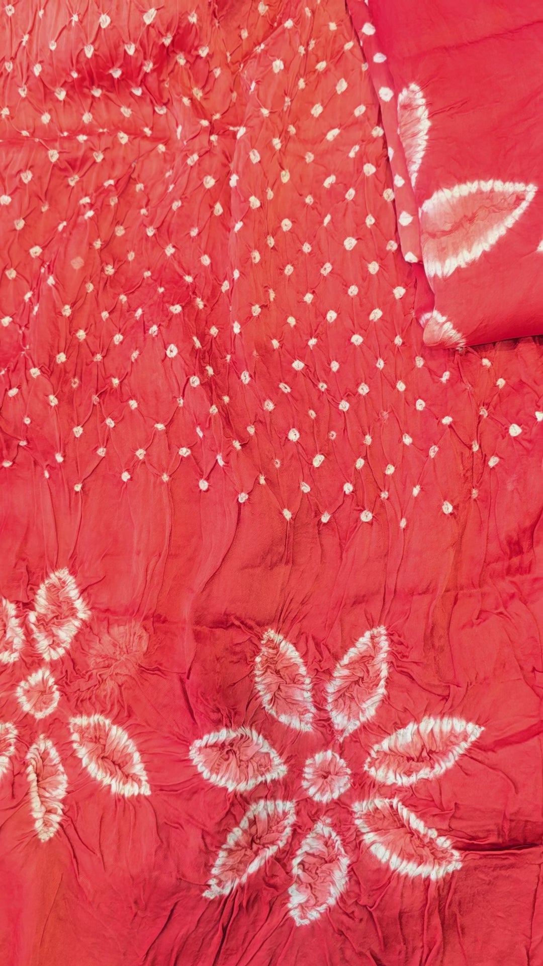 Pure tie-dye bandhani vibrent red orange kurta dupatta