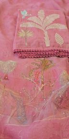 Onion pink mul chanderi 3pcs suit set