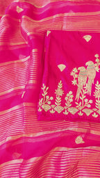 A beautiful magenta pink designer handwork 3pc set