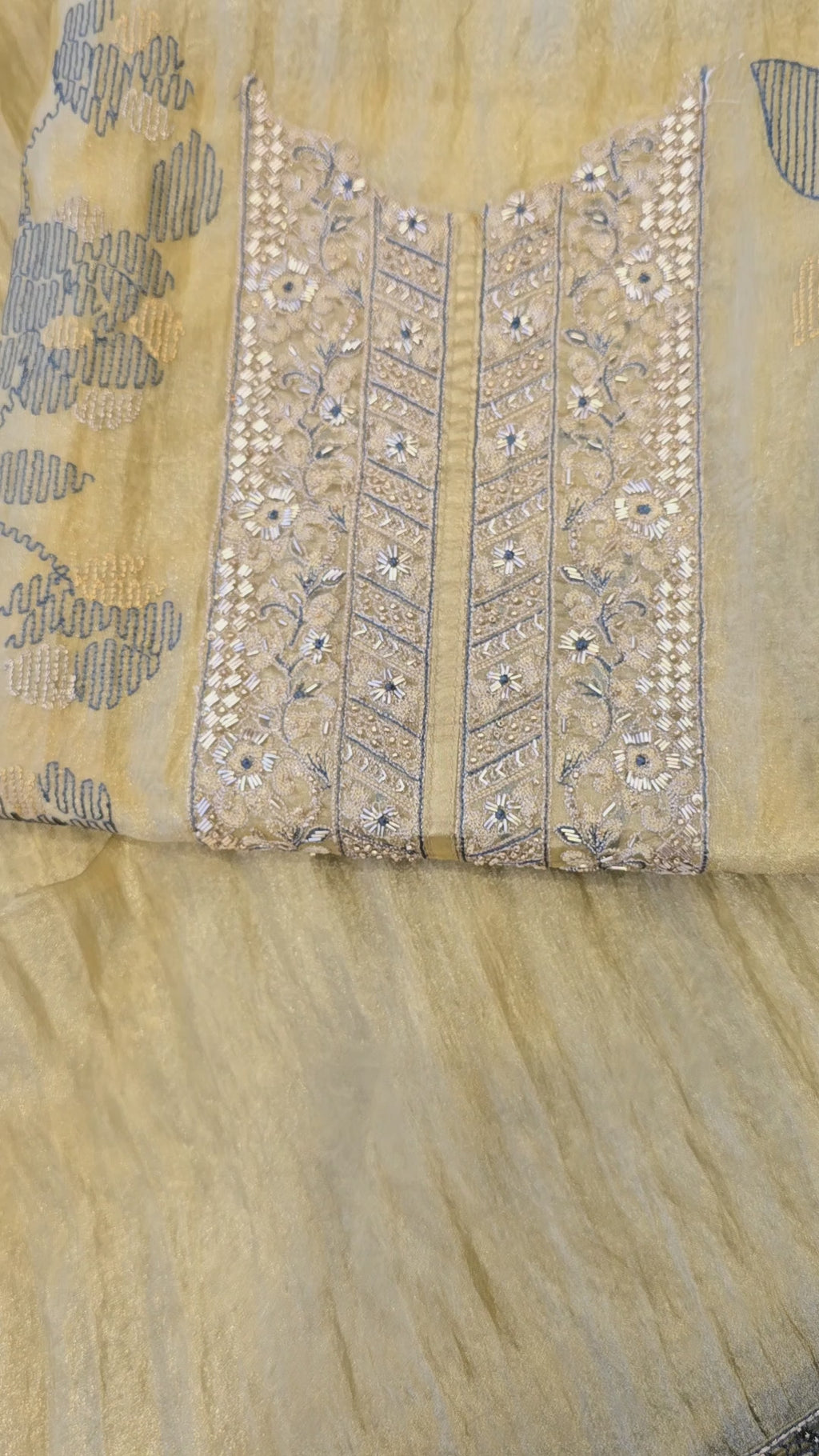 Lemmon yellow crushed tissue threadwork suit set