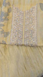 Lemmon yellow crushed tissue threadwork suit set