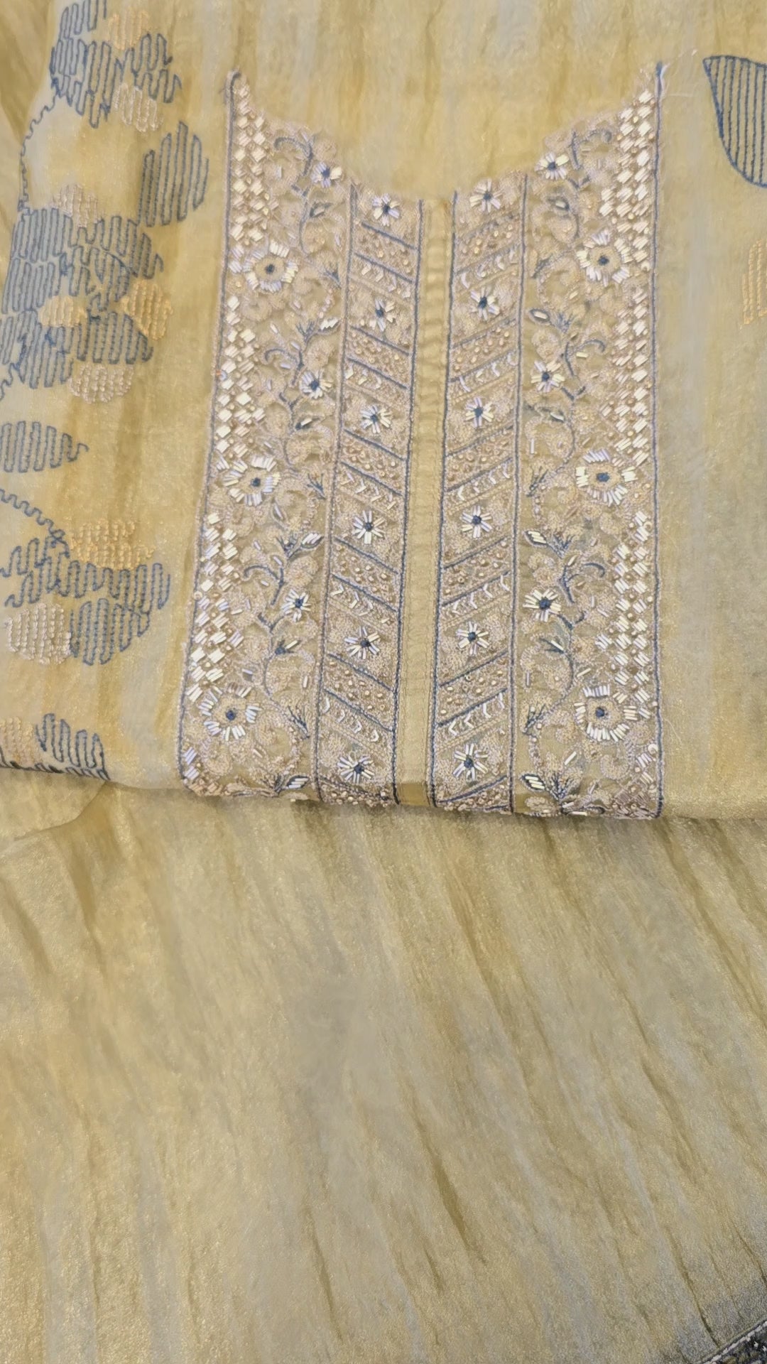 Lemmon yellow crushed tissue threadwork suit set