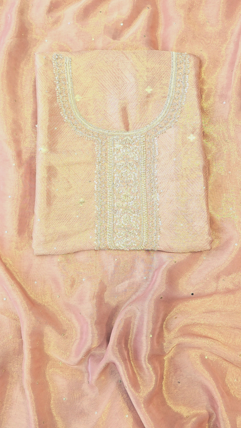 Silk brocade tissue 3pc unstitched suit set