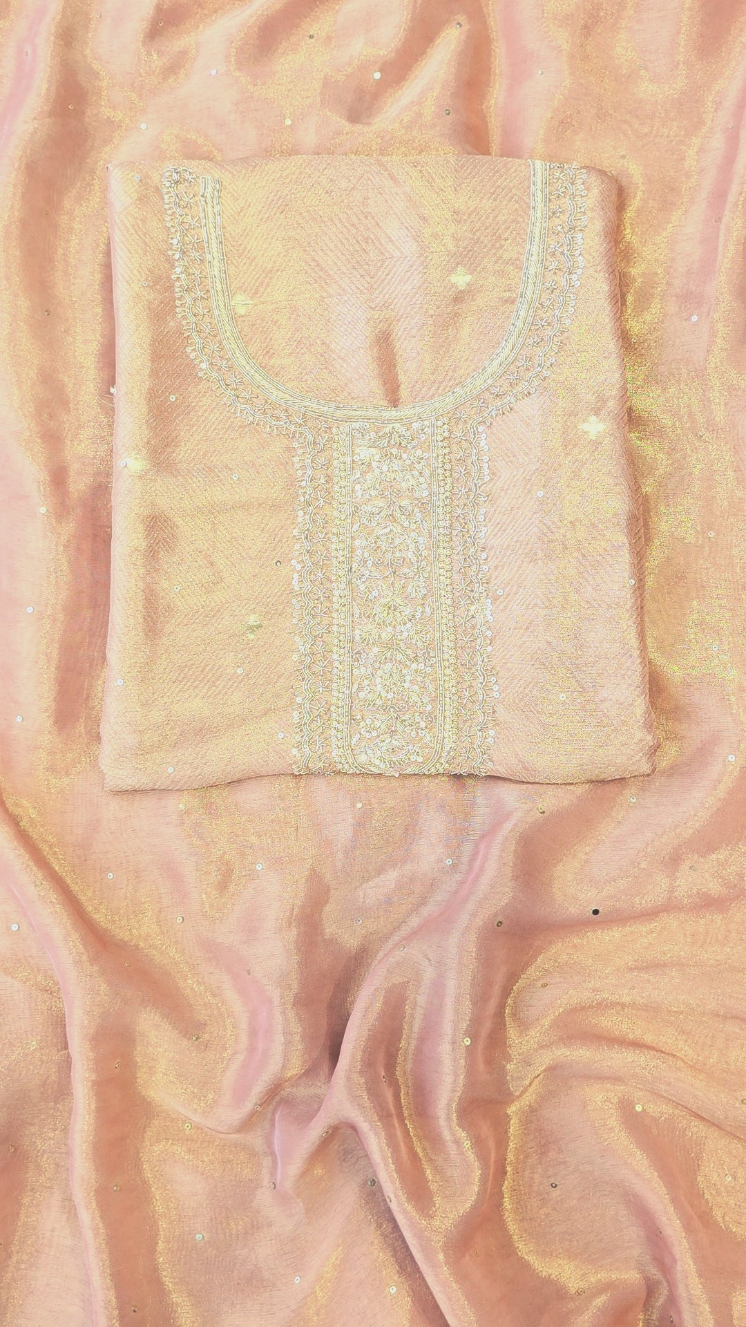 Silk brocade tissue 3pc unstitched suit set