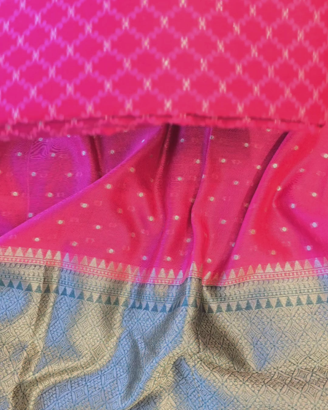 Fuchisa or rani pink geometric pattern suit set